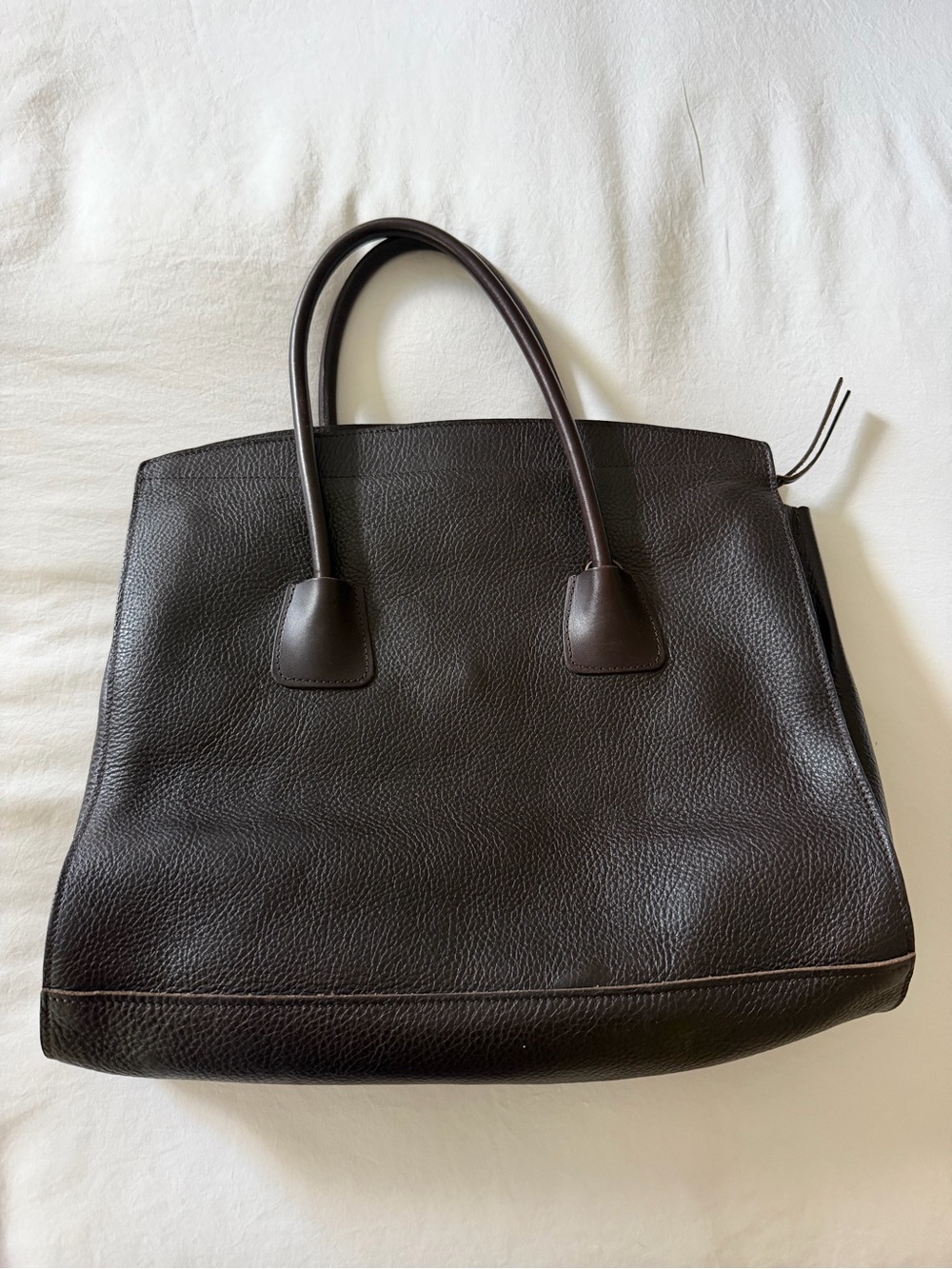 Men’s Dark Brown Leather Briefcase Tote - Professional Work Bag